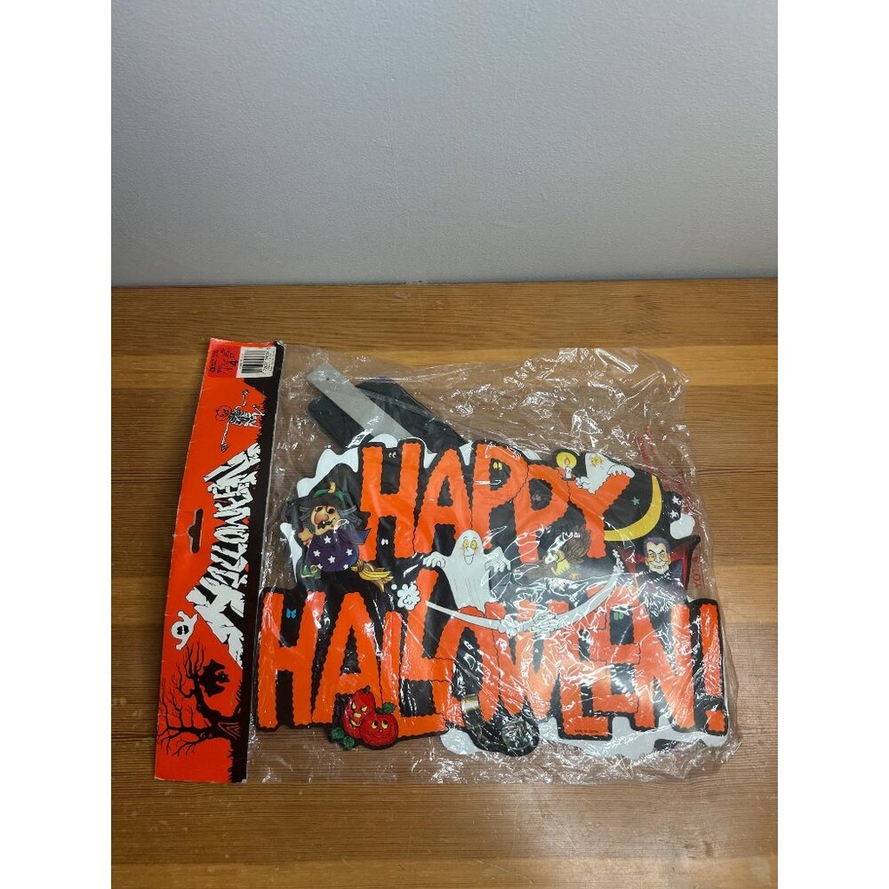 vintage happy Halloween decoration banner paper sealed 90s